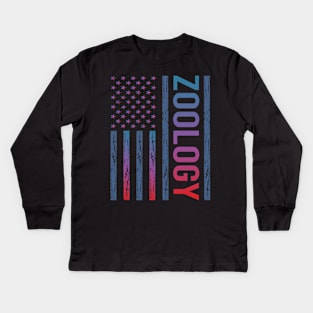 Gradient Flag Zoology Zoologist Kids Long Sleeve T-Shirt